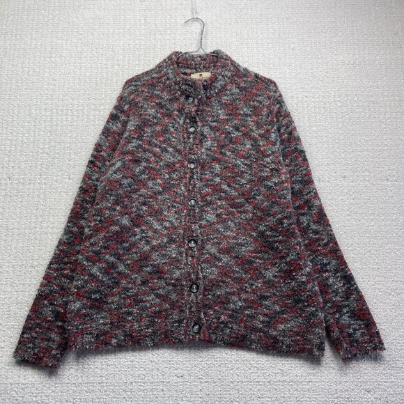 Woolrich Button Up Sweater Black / Red Women Size 2XL Wool Blend 9641 Cozy Knit - Picture 1 of 12